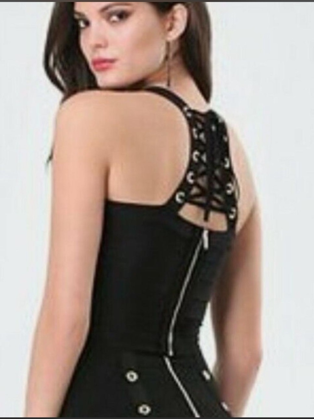 Bebe Bandage Lace up back crop top